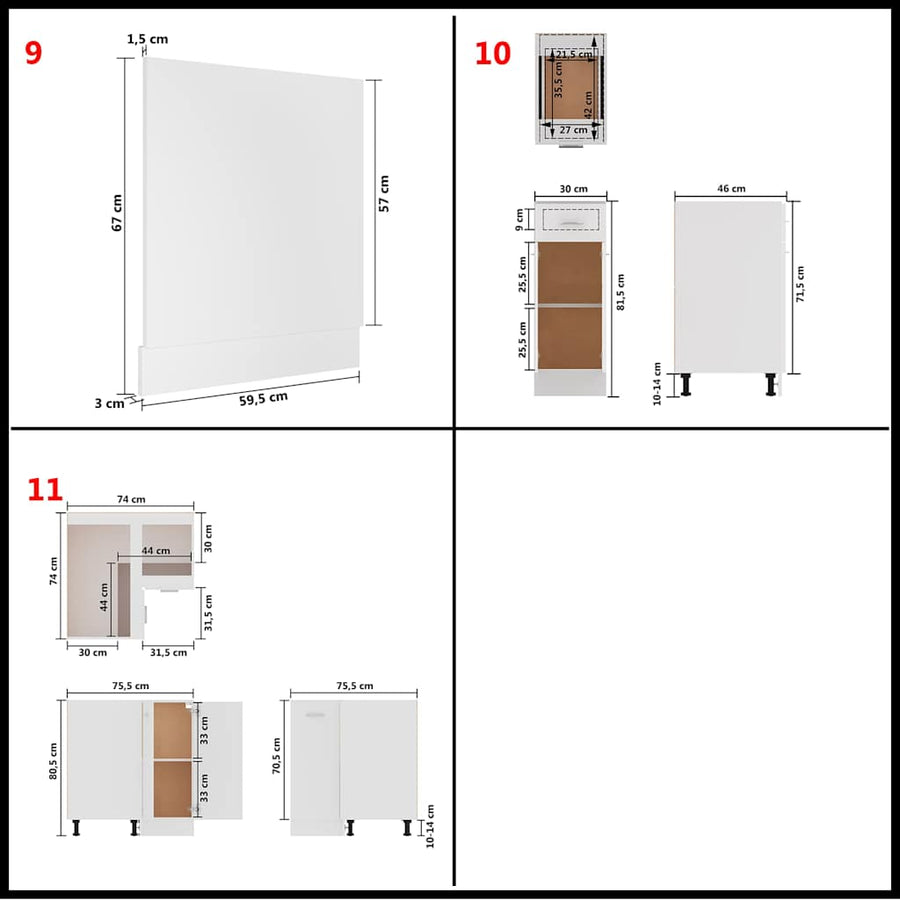 11 Piece Kitchen Cabinet Set Lyon" White Engineered Wood