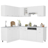 11 Piece Kitchen Cabinet Set Lyon White Engineered Wood - Front View