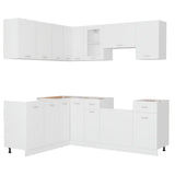 11 Piece Kitchen Cabinet Set Lyon White Engineered Wood - Side View