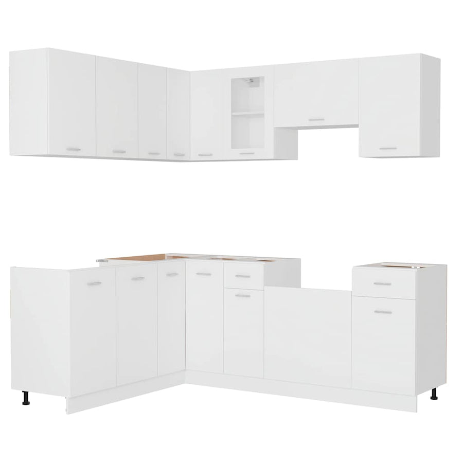 11 Piece Kitchen Cabinet Set Lyon" White Engineered Wood