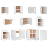 11 Piece Kitchen Cabinet Set Lyon White Engineered Wood - 45-Degree Angle