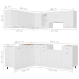 11 Piece Kitchen Cabinet Set Lyon White Engineered Wood - Close-Up Angle