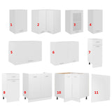 11 Piece Kitchen Cabinet Set Lyon White Engineered Wood - Low Angle