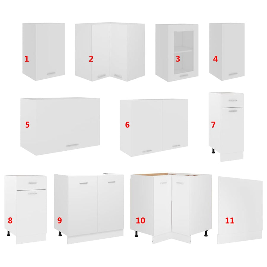 11 Piece Kitchen Cabinet Set Lyon" White Engineered Wood