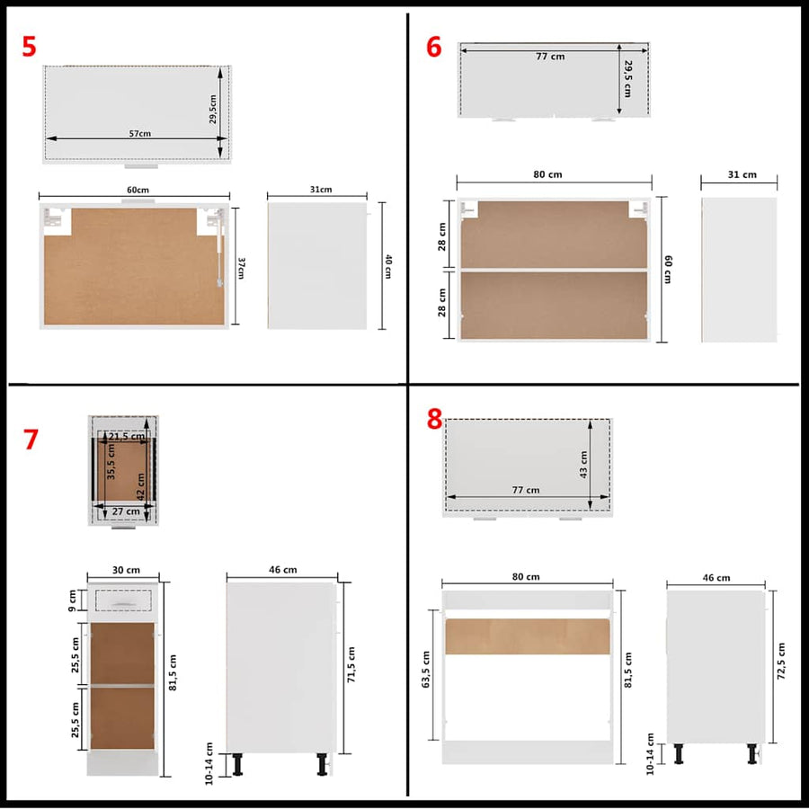 11 Piece Kitchen Cabinet Set Lyon" White Engineered Wood