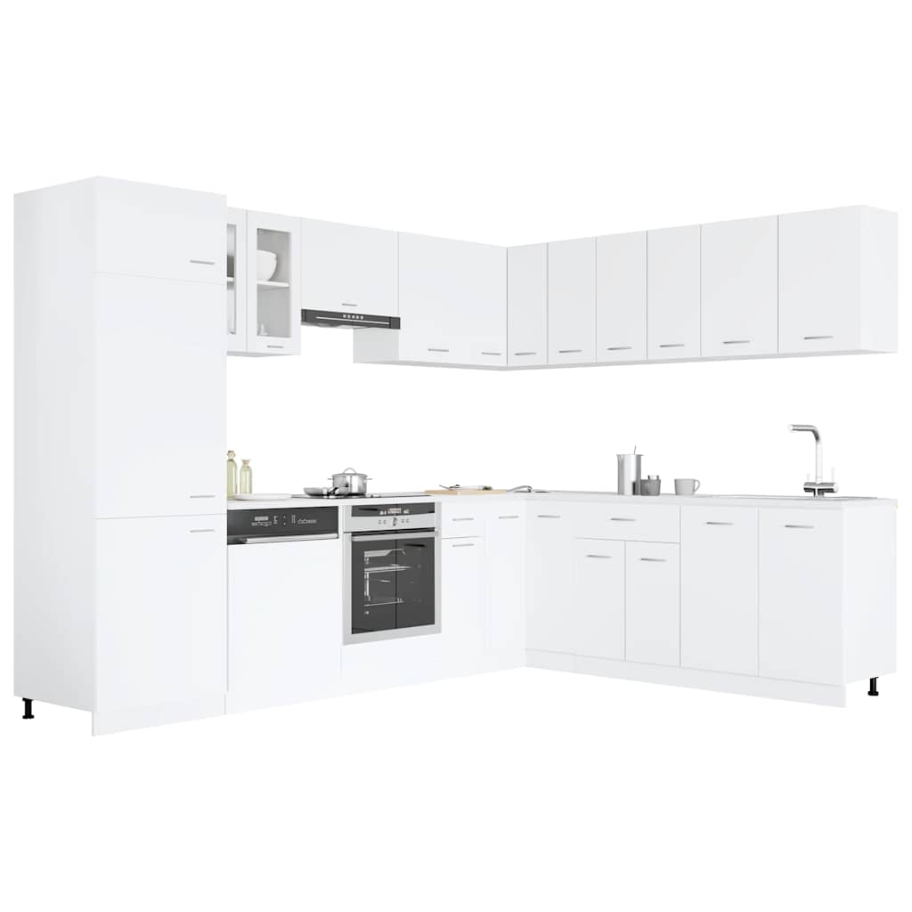 14 Piece Kitchen Cabinet Set Lyon" White Engineered Wood