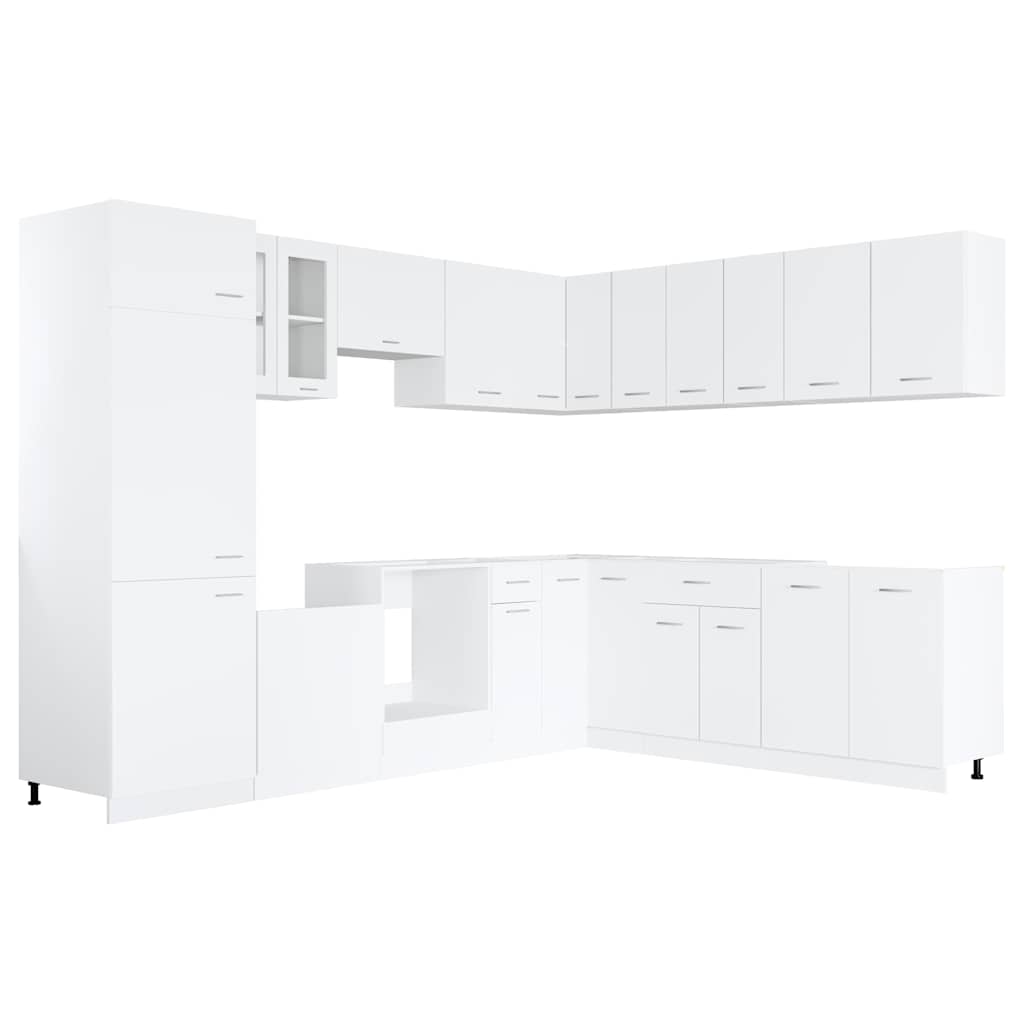 14 Piece Kitchen Cabinet Set Lyon" White Engineered Wood