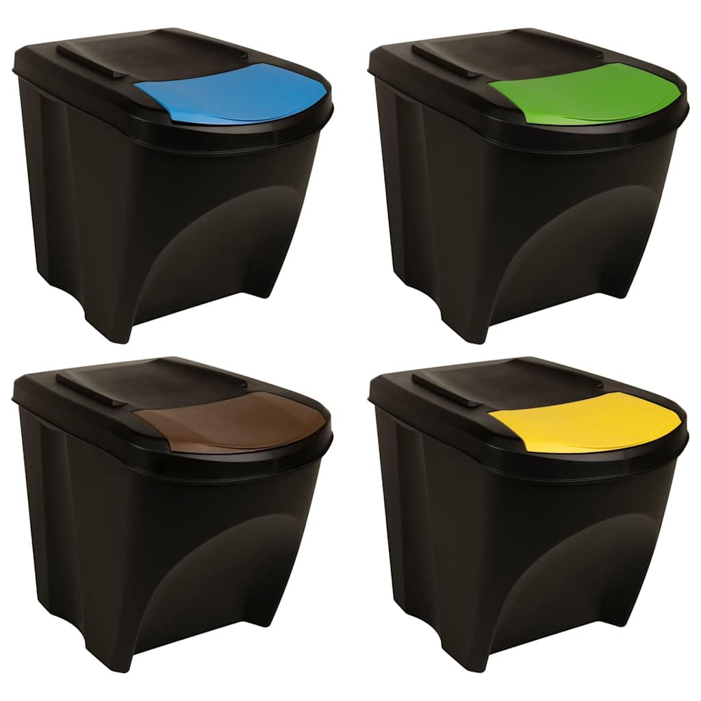 Stackable Garbage Bin Boxes 4 pcs Anthracite 100 L Polypropylene