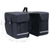 Double Bicycle Bag for Pannier Rack Waterproof 35 L Black - Low Angle