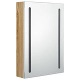 LED Bathroom Mirror Cabinet White and Oak 50x13x70 cm - Side View