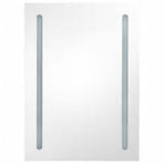 LED Bathroom Mirror Cabinet White and Oak 50x13x70 cm