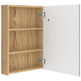 LED Bathroom Mirror Cabinet White and Oak 50x13x70 cm - 45-Degree Angle