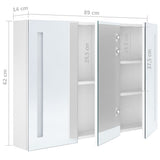 LED Bathroom Mirror Cabinet 89x14x62 cm Shining White - Low Angle