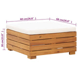 Garden Table and Footrest Set with Cushion Solid Acacia Wood