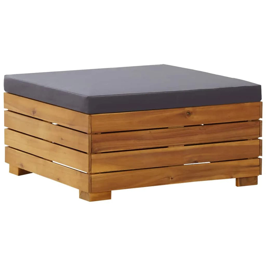 Garden Table and Footrest Set with Cushion Solid Acacia Wood