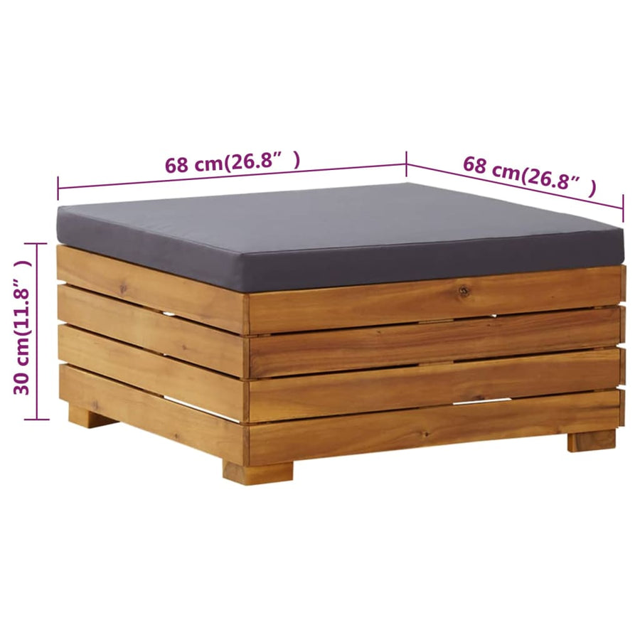 Garden Table and Footrest Set with Cushion Solid Acacia Wood