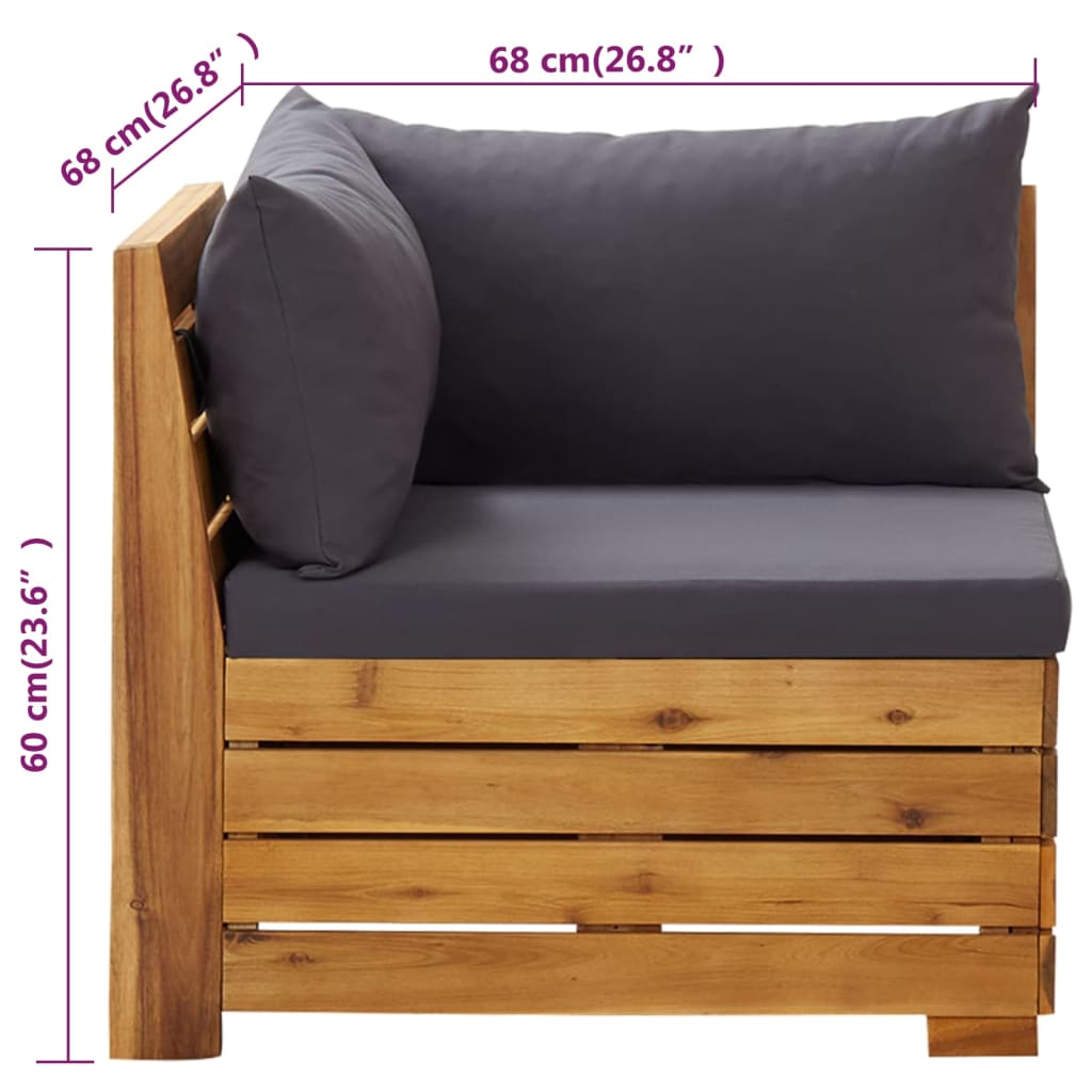 2 Piece Garden Lounge Set with Cushions Solid Acacia Wood