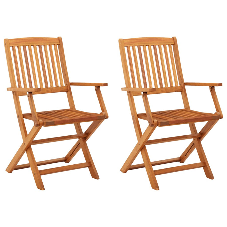 Folding Chairs 2 pcs Solid Eucalyptus Wood
