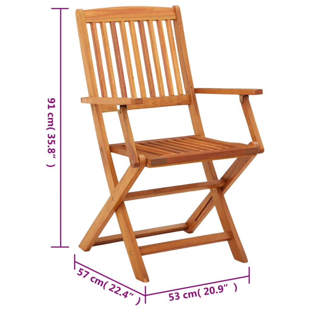 Folding Garden Chairs 2 pcs Solid Eucalyptus Wood