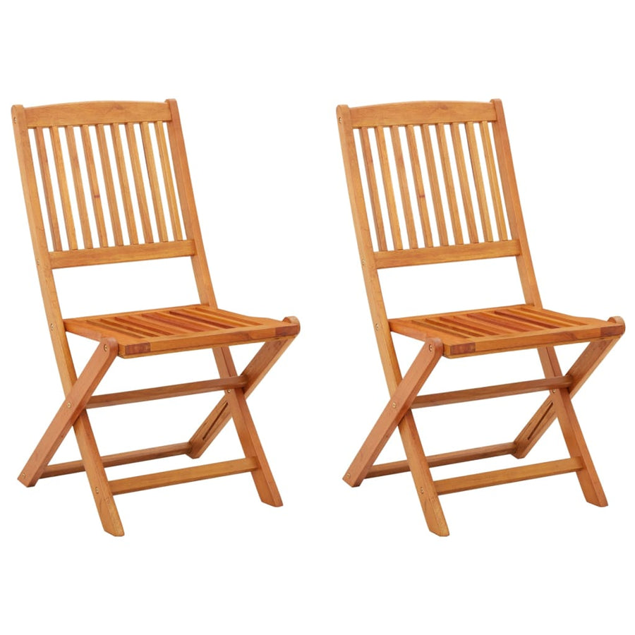 Folding Chairs 2 pcs Solid Eucalyptus Wood