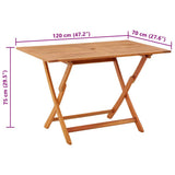 Folding Garden Table 120x70x75 cm Solid Eucalyptus Wood - 45-Degree Angle