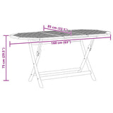 Folding Garden Table 160x85x75 cm Solid Eucalyptus Wood - Rear View