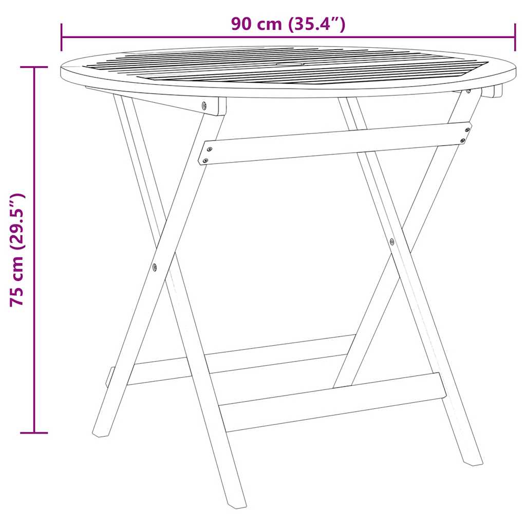 Folding Garden Table ?0x75 cm Solid Eucalyptus Wood