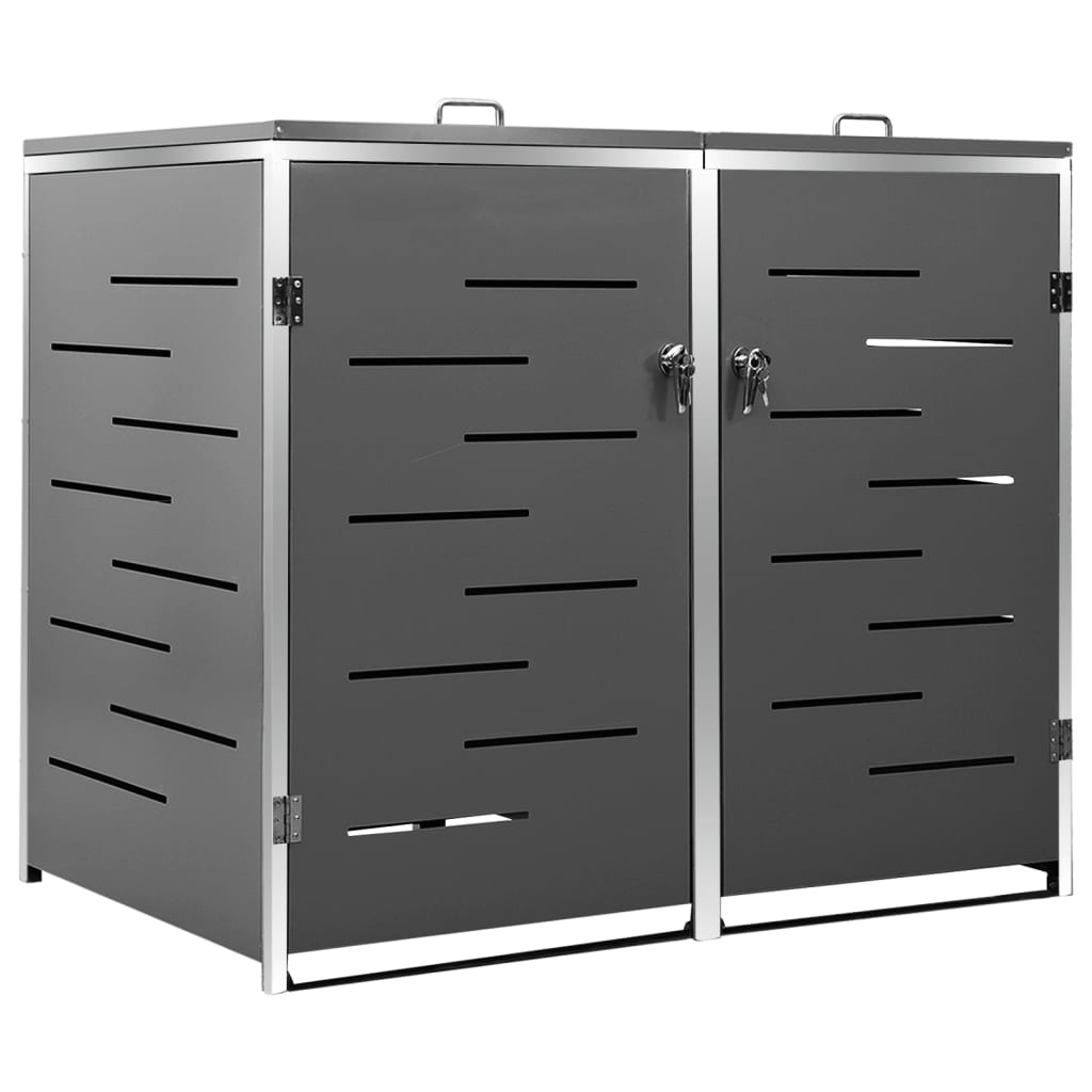 Double Wheelie Bin Shed 138x77.5x115 cm Stainless Steel