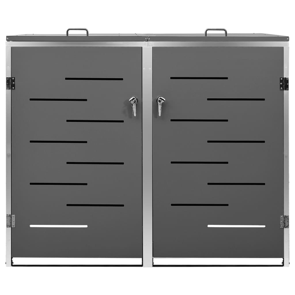 Double Wheelie Bin Shed 138x77.5x115 cm Stainless Steel