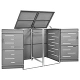 Double Wheelie Bin Shed 138x77.5x115 cm Stainless Steel