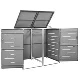 Double Wheelie Bin Shed 138x77.5x112.5 cm Stainless Steel - Close-Up Angle