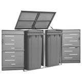 Quadruple Wheelie Bin Shed 276.5X77.5X112.5 Cm Stainless Steel