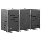 Triple Wheelie Bin Shed 207x77.5x115 cm Stainless Steel