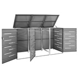 Triple Wheelie Bin Shed 207x77.5x115 cm Stainless Steel