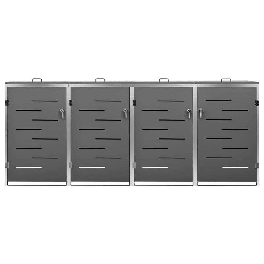 Quadruple Wheelie Bin Shed 276.5x77.5x115 cm Stainless Steel