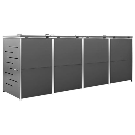 Quadruple Wheelie Bin Shed 276.5X77.5X112.5 Cm Stainless Steel