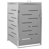 Single Wheelie Bin Shed 69x77.5x112.5 cm Stainless Steel - Front View
