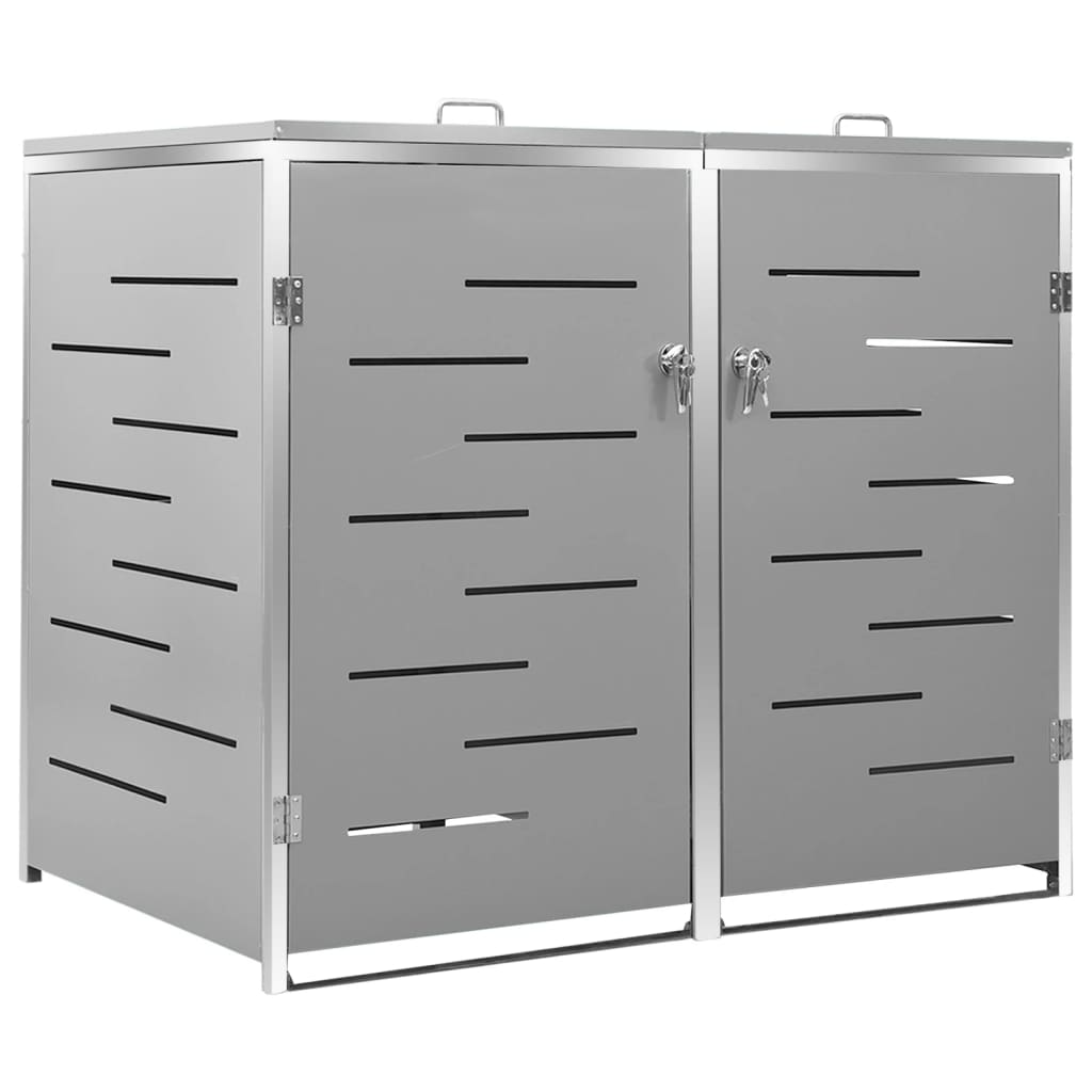 Double Wheelie Bin Shed 138x77.5x115 cm Stainless Steel