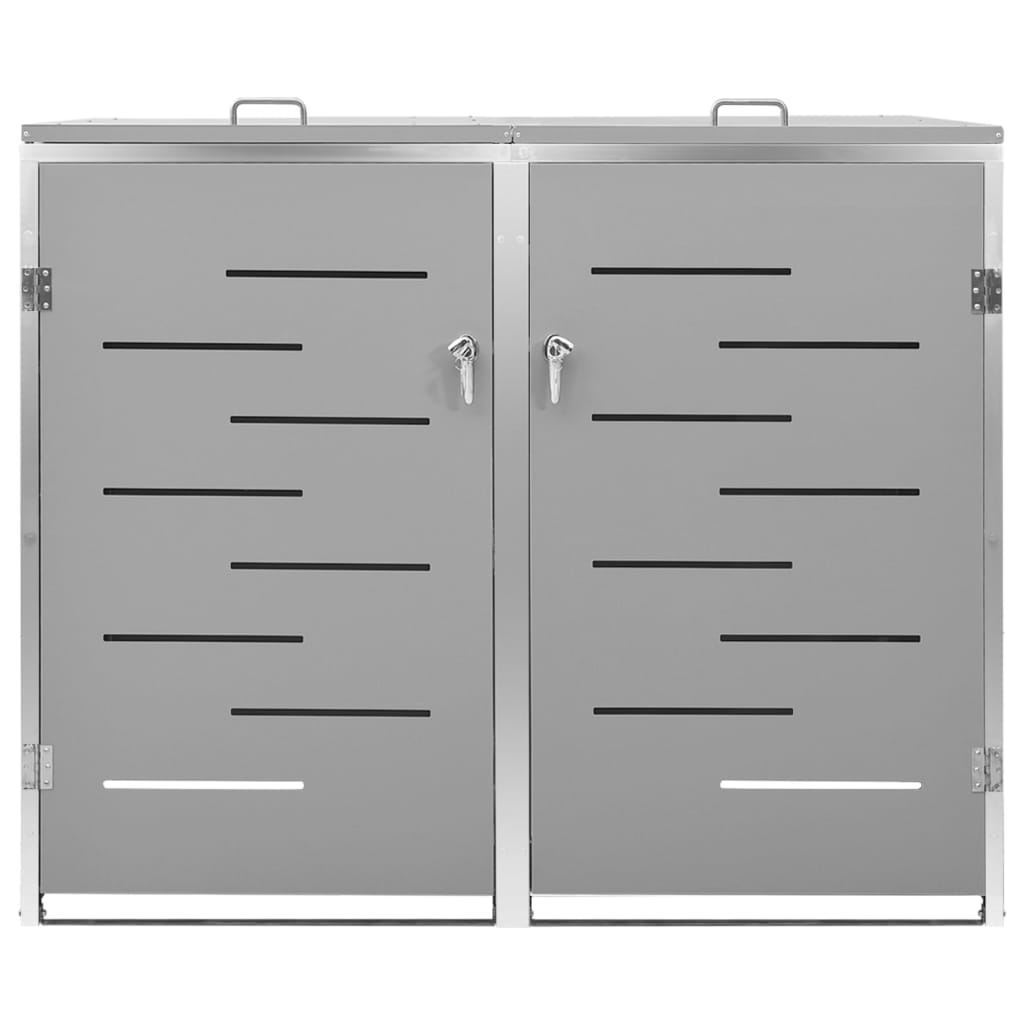 Double Wheelie Bin Shed 138x77.5x115 cm Stainless Steel
