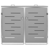 Double Wheelie Bin Shed 138x77.5x115 cm Stainless Steel