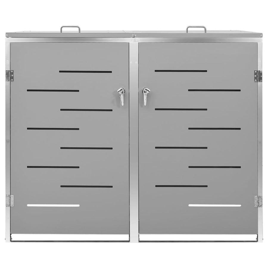 Double Wheelie Bin Shed 138x77.5x115 cm Stainless Steel