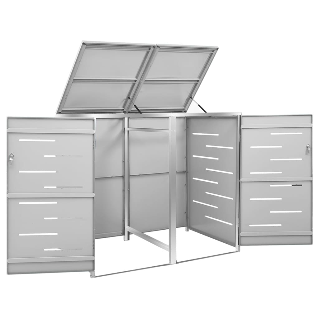 Double Wheelie Bin Shed 138x77.5x115 cm Stainless Steel