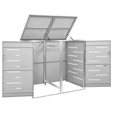 Double Wheelie Bin Shed 138x77.5x112.5 cm Stainless Steel - Close-Up Angle