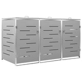 Triple Wheelie Bin Shed 207x77.5x112.5 cm Stainless Steel - Front View