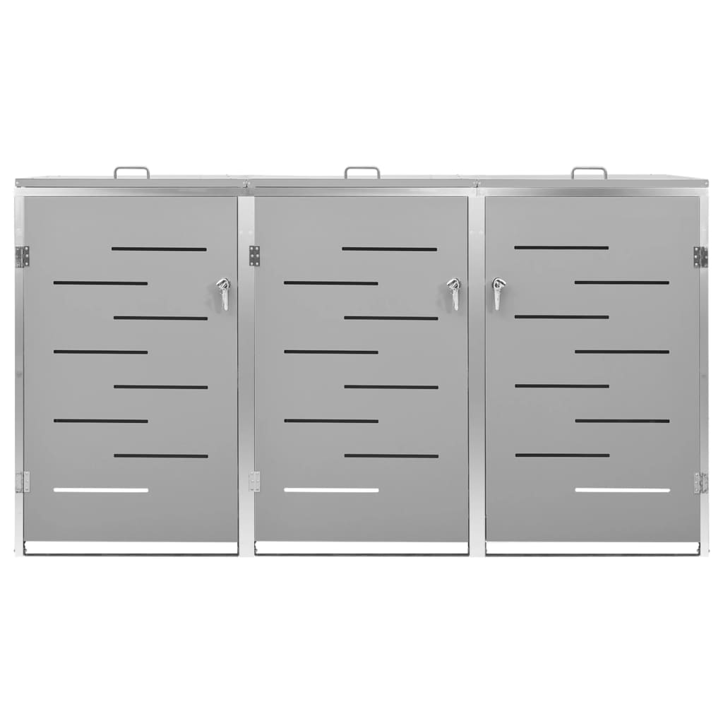 Triple Wheelie Bin Shed 207x77.5x115 cm Stainless Steel