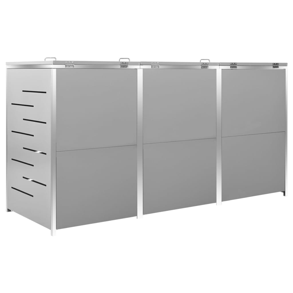 Triple Wheelie Bin Shed 207x77.5x115 cm Stainless Steel