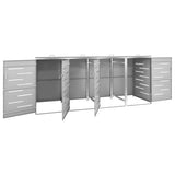 Quadruple Wheelie Bin Shed 276.5x77.5x115 cm Stainless Steel