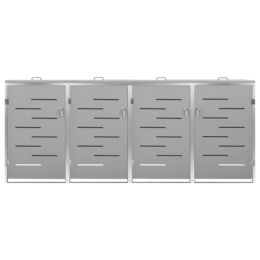 Quadruple Wheelie Bin Shed 276.5x77.5x115 cm Stainless Steel