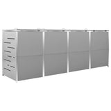 Quadruple Wheelie Bin Shed 276.5x77.5x115 cm Stainless Steel