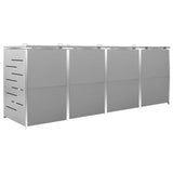 Quadruple Wheelie Bin Shed 276.5x77.5x112.5 cm Stainless Steel - Close-Up Angle